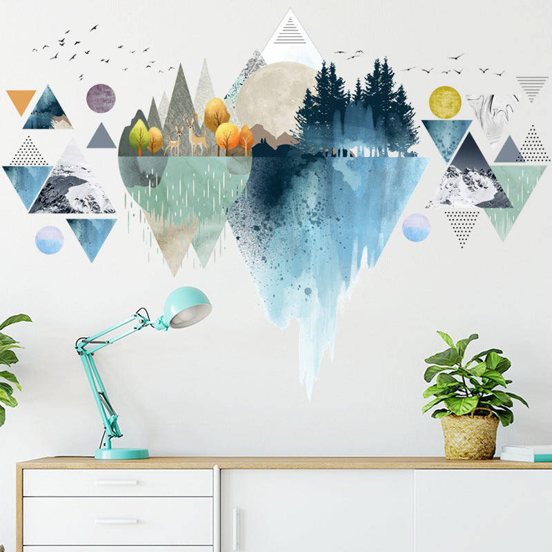 Nordic ins style Triangle Dreamy Mountain Wall Stickers Living room Bedroom Vinyl Wall Decals Creative Home Decor - Luna Nest