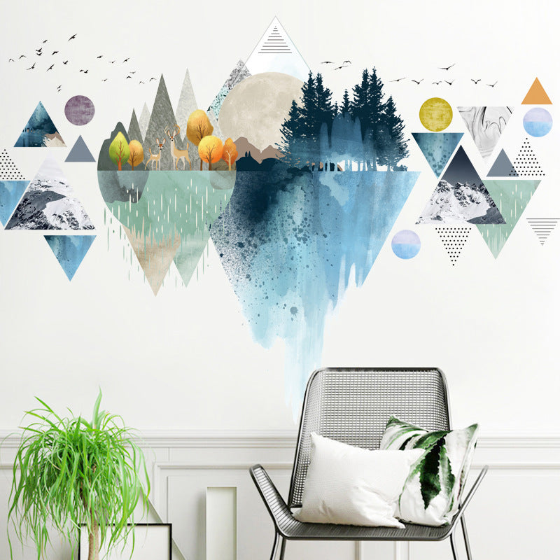 Nordic ins style Triangle Dreamy Mountain Wall Stickers Living room Bedroom Vinyl Wall Decals Creative Home Decor - Luna Nest