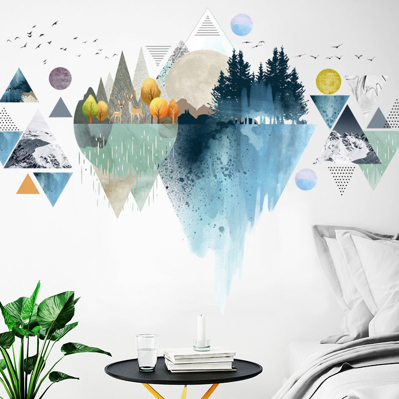 Nordic ins style Triangle Dreamy Mountain Wall Stickers Living room Bedroom Vinyl Wall Decals Creative Home Decor - Luna Nest